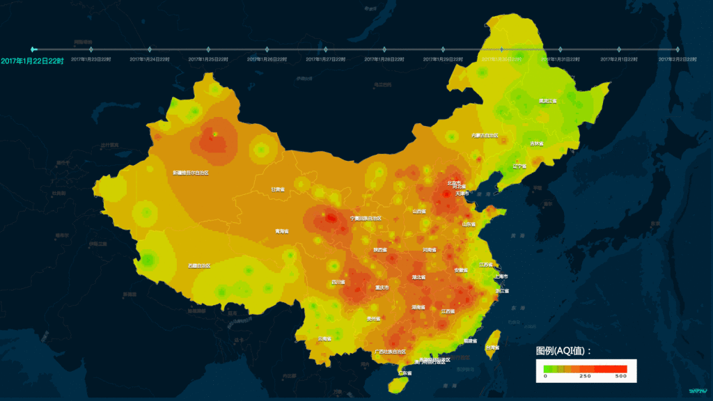 使用青悦数据制作的全国空气污染图